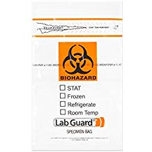 Medegen Specimen Transport Bags, 6" x 9", Clear
