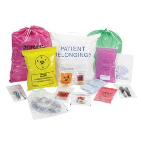 Medegen Transport Bag with Zip Closure, 6" x 9", Blue/ Clear, 2 mil, 1000/cs