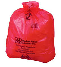 Medegen Biohazardous Waste Bags, 38&quot; x 45&quot;, Red/ Printed, 1.75 mil, 125 rl/cs