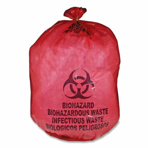 Medegen Biohazardous Waste Bags, 30" x 36", Red/ Printed, 1.5 mil, 250 rl/cs