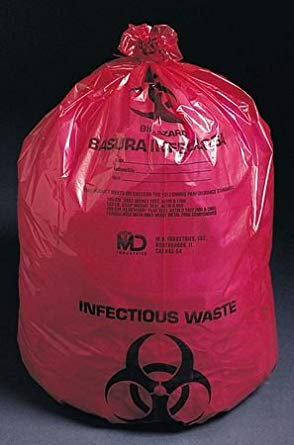 Medegen Biohazardous Waste Bags, 23&quot; x 28&quot;, Red/ Printed, 1.2 mil, 500 rl/cs