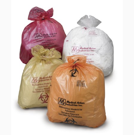 Medegen Autoclavable Biohazard Bags, 38" x 47", Red/ Printed, 1.8 mil