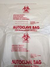Medegen Autoclavable Biohazard Waste Bag, 24&quot; x 36&quot;, Clear/ Black, 1.75 mil, 12-16 Gal