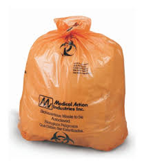 Medegen Autoclavable Biohazard Bags, 38&quot; x 46&quot;, Buff/ Printed, 2 mil, 100 rl/cs