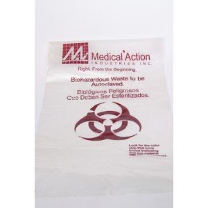 Medegen Autoclavable Biohazard Bags, 25&quot; x 30&quot;, Clear/ Printed, 1.75 mil
