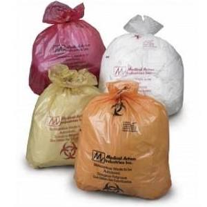 Medegen Autoclavable Biohazard Bags, 19" x 23", White/ Printed, 2 mil, 100 rl/cs