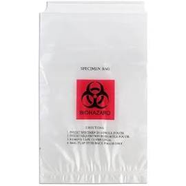 Medegen Transport Bag, Perforated, Biohazard Symbol, 6" x 10", Clear/ Black/ Red