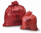 Medegen Waste Bags with Biohazard Symbol, 25&quot; x 35&quot;, Red/ Black, 2.25 mil, 12-16 gal