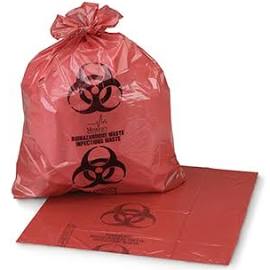 Medegen Waste Bags with Biohazard Symbol, 30&quot; x 46&quot;, Red, 1 mil, 20-30 gal
