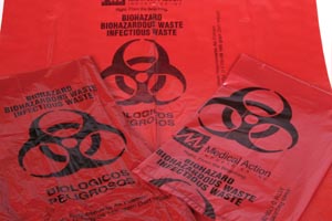 Medegen Biohazardous Infectious Waste Bag, 23" x 23" Red, 1.5 mil