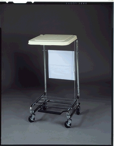 Medegen Premier™ Silver Hamper Stand, 19" x 21" x 36", Step-On Foot Pedal, Soiled Linen