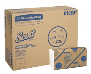 Kimberly-Clark Scott ScottFold Towels, 1-Ply, 175 sheets/pk, 25 pk/cs