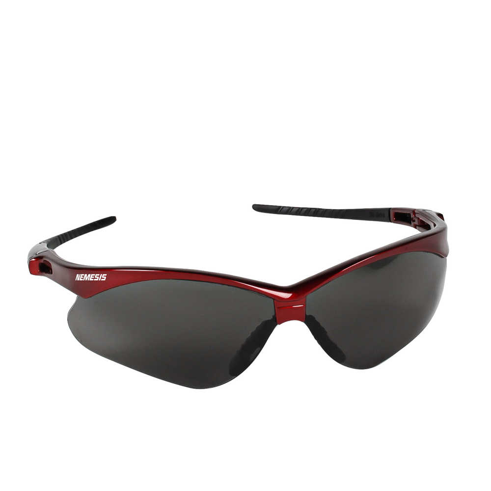 Kimberly-Clark Jackson Safety V30 Nemesis Safety Eyewear, Smoke Lens, Red Frame