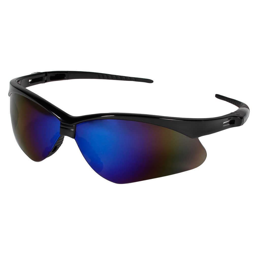 Kimberly-Clark Jackson Safety V30 Nemesis Safety Eyewear, Blue Mirror Lens, Black Frame