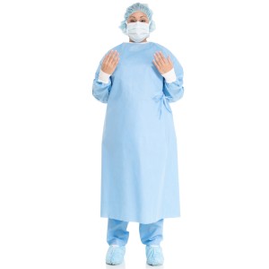 Halyard KC100 Surgical Gown, Adjustable Hook & Loop Neckline, Large Sterile