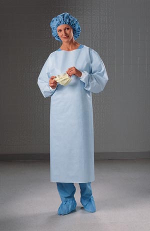 Halyard Impervious Comfort Gown, Knit Cuffs, Blue, Open Back, XX-Large