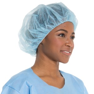 Halyard Bouffant Cap Spunbound, Blue, X-large (27")