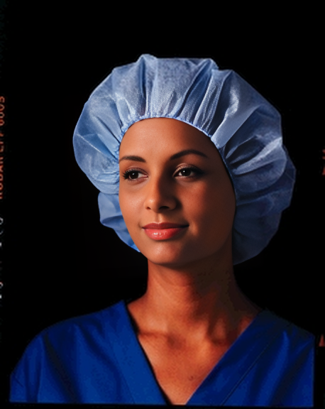 Busse Nurses' Spunbonded Bouffant Cap, 21", Large, Blue