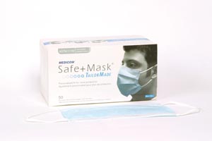 Medicom Safe+Mask® Tailormade™ Procedure Earloop Mask with Chin Wire, Low Barrier, Blu