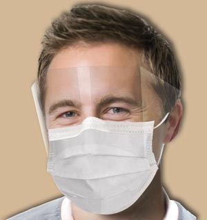 Crosstex Ultra No-Fog® Earloop Mask With Splash Visor, Latex Free (LF), Blue