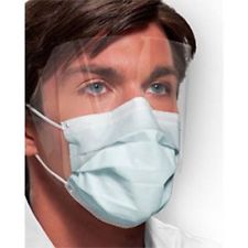 Crosstex Isofluid Fogfree® Earloop Mask With Splash Visor, Latex Free (LF), Blue