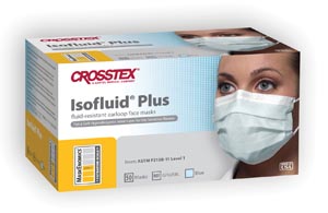 Crosstex Isofluid® Plus Earloop Mask, Latex Free (LF), Blue