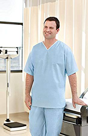 Graham Medical Disposable SMS Scrub Shirt, XX-Large, Light Blue