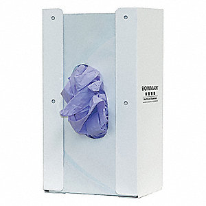 Bowman Glove Box Dispenser, Single Bin, White Powder-Coated Steel