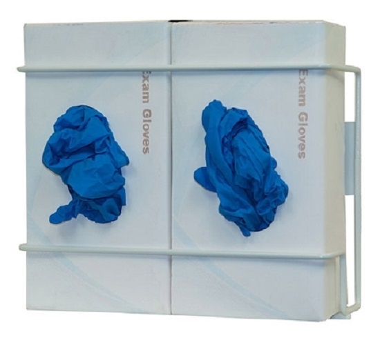 Bowman Glove Box Dispenser, Double, White Coated Wire