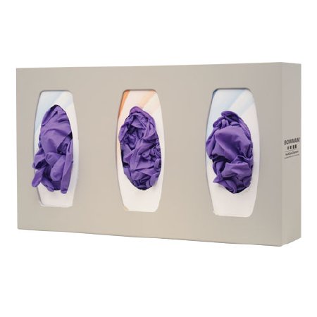 Bowman Glove Box Dispenser, Triple with Dividers, Quartz