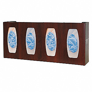 Bowman Glove Box Dispenser, Quad with Dividers, Cherry Fauxwood
