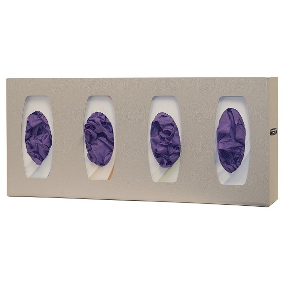 Bowman Glove Box Dispenser, Quad with Dividers, Quartz ABS Plastic
