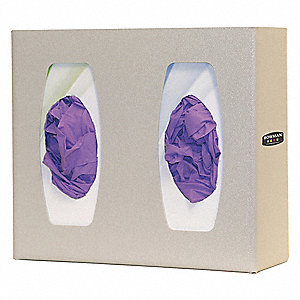 Bowman Glove Box Dispenser, Double with Dividers, Quartz ABS Plastic