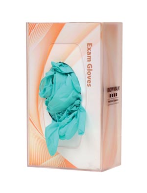 Bowman Glove Box Dispenser, Single with Flexible Springs, Semi-Transparent
