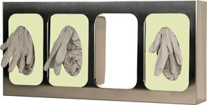 Bowman Glove Box Dispenser, Quad with Dividers, Stainless Steel