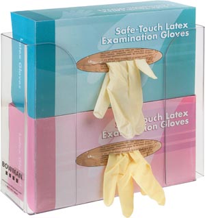 Bowman Glove Box Dispenser, Double, Clear PETG Plastic