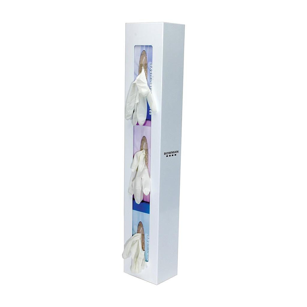 Bowman Vertical Triple, Space Saver Glove Dispenser, White Powder Coated Steel