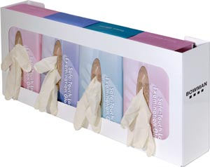 Bowman Quad Glove Box Dispenser, White Powder Coated Steel