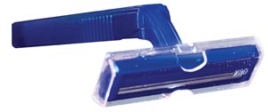 New World Imports Twin Blade Razor, Stainless Steel, One-Piece Navy Handle