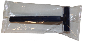 New World Imports Twin Blade Razor, One-Piece Navy Handle, Individually Wrapped