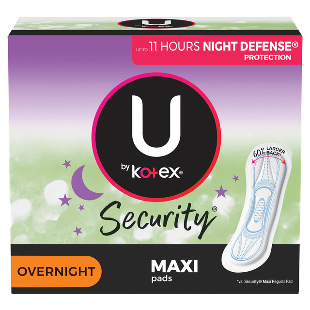 Kotex Kimberly-Clark U Security Overnight Maxi Feminine Pads, 112/Case