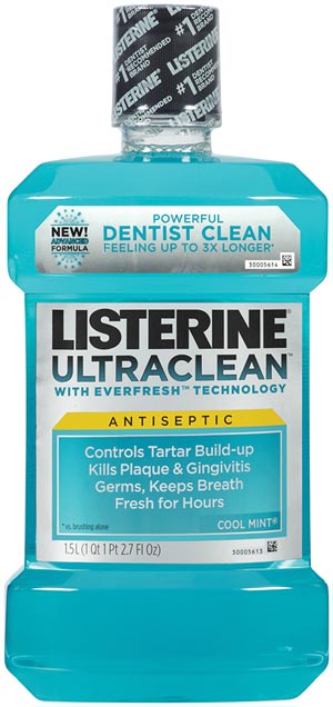 Listerine® Ultraclean™ Mouthwash, Cool Mint, 1.5L Bottle