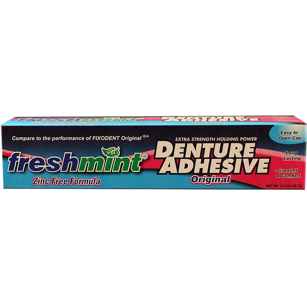 New World Imports Freshmint® Denture Adhesive, Freshmint, 2 oz, Zinc-Free Formulation