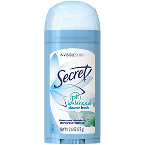 Secret Invisible Deodorant, Solid Shower Fresh, 2.6 oz