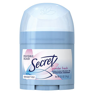 Secret Invisible Deodorant, Solid Powder Fresh, Trial Size, 0.5 oz