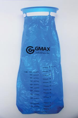GMAX Emesis Bag, with Ring, Graduated, 1000 cc, Blue