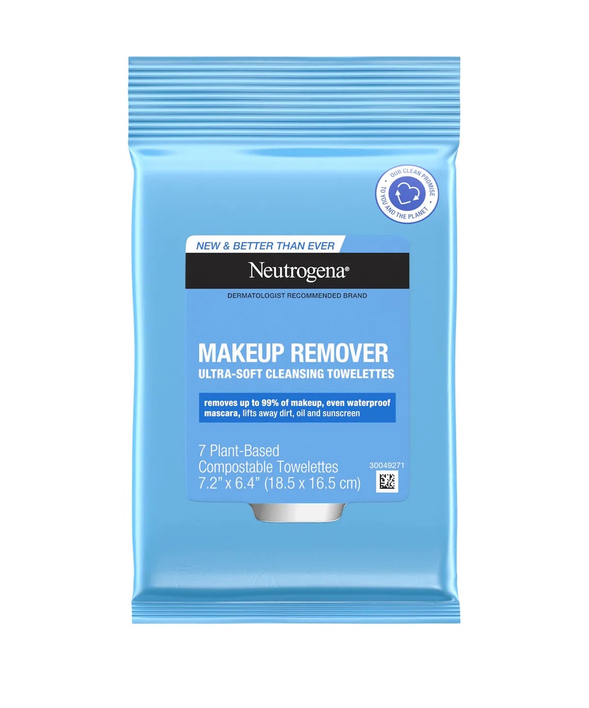 Johnson &amp; Johnson Neutrogena Compostable Makeup Remover Cleansing Towelettes, 24/Case