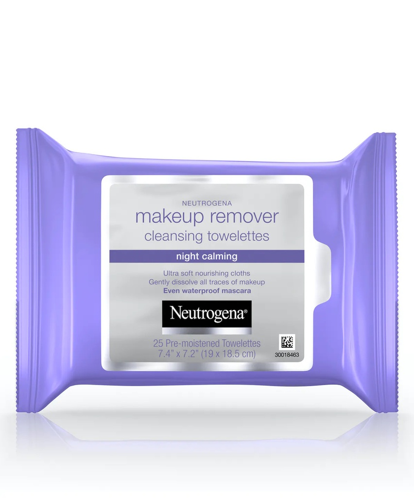 Johnson & Johnson Neutrogena Night Calming Makeup Remover Cleansing Towelettes, 12/Case