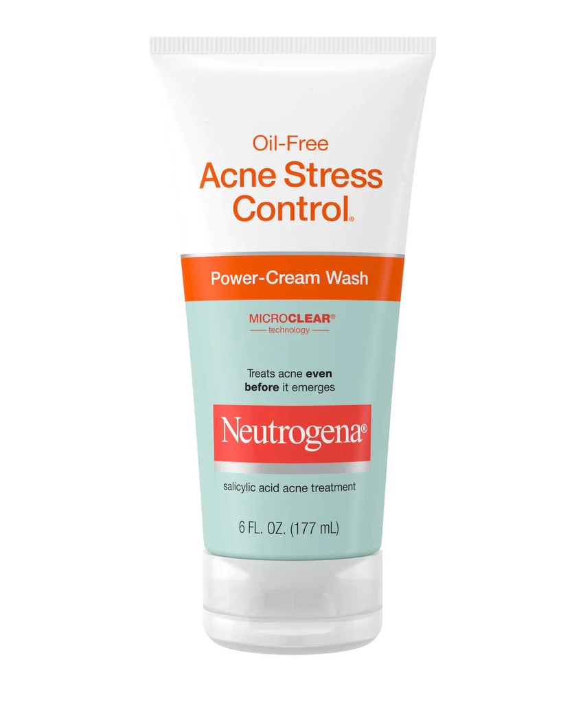 Johnson &amp; Johnson Neutrogena 6 fl oz Oil-Free Acne Stress Control Power-Cream Wash, 12/Case