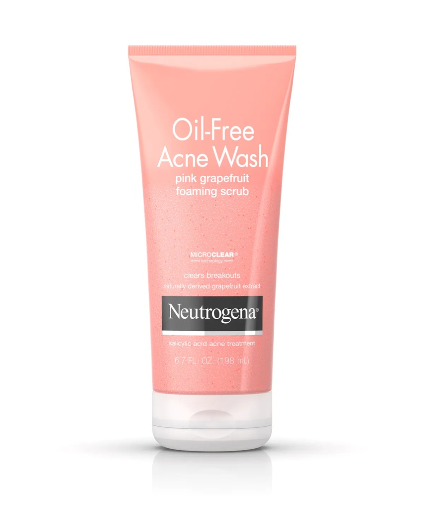 Johnson & Johnson Neutrogena 6.7 fl oz Grapefruit Oil-Free Acne Wash Foaming Scrub, Pink, 12/Case